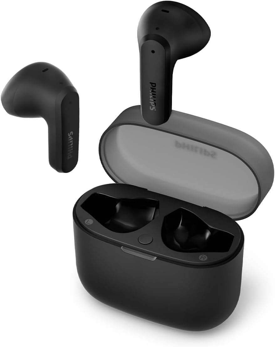 PHILIPS TAT2139BK/00 écouteurs Intra-Auriculaires sans Fil - Petits Embouts, Bon Rapport qualité-Prix, Son Naturel avec Basses dynamiques, appels clairs et étui de Chargement de Poche - Noir