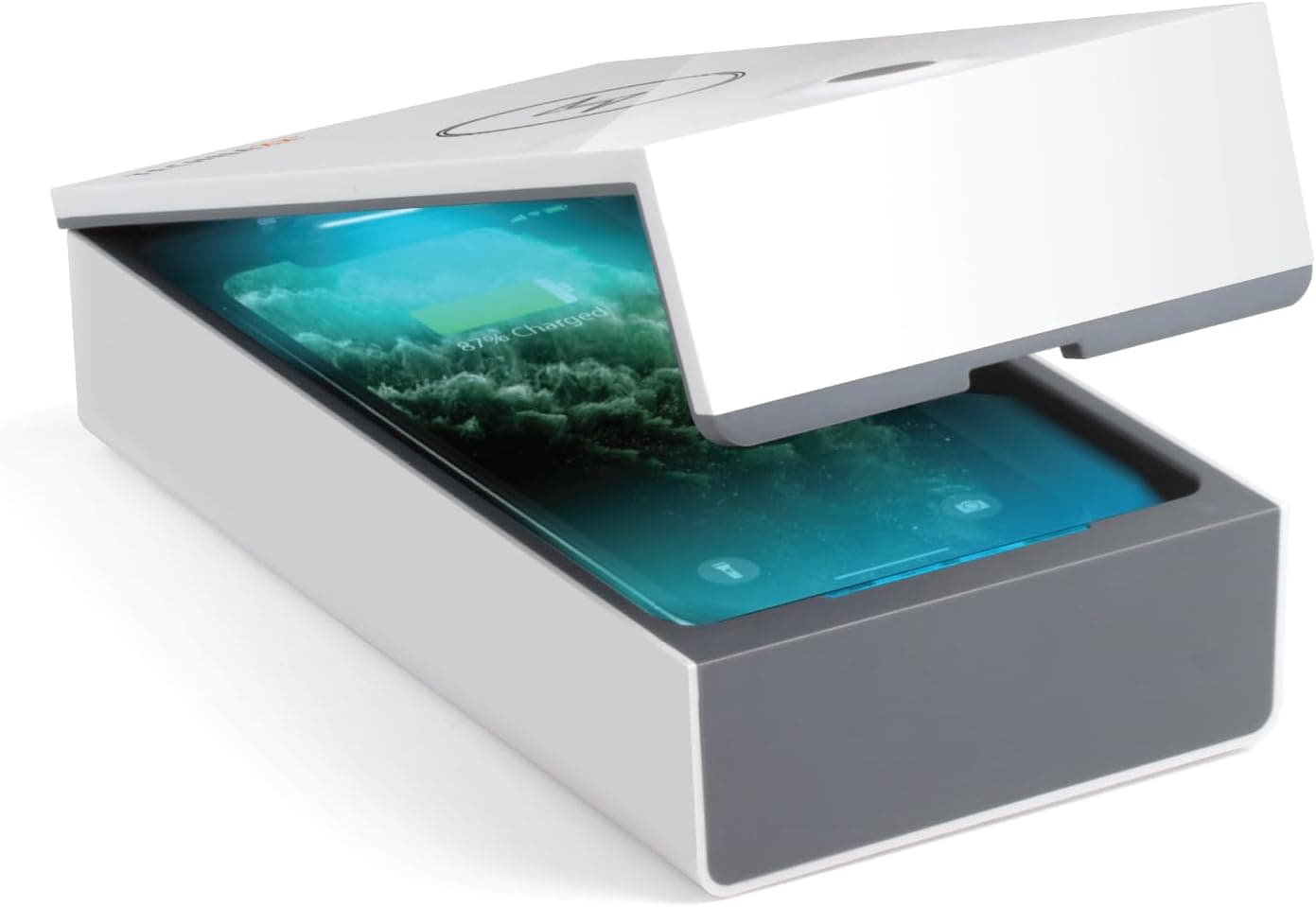 Boîte de désinfection UV Technaxx pour téléphones Mobiles et Objets - Efficacité stérilisation 99,9%, Chambre Huile aromatique, Recharge sans Fil 5W téléphones Mobiles - Stérilisateur UV TX-148