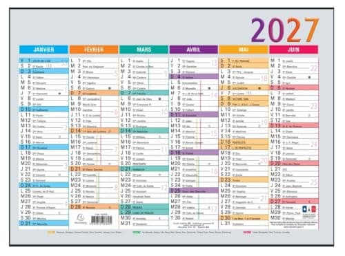Exacompta 34303E Calendrier semestriel Multicolore 29,5 x 22 cm 2026