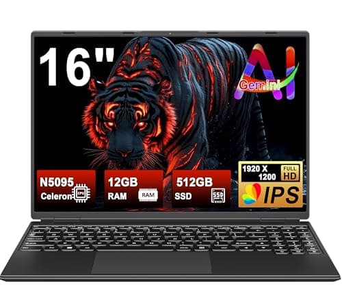 NOTODD Ordinateur Portable 16 Pouces 12 Go RAM 512 Go SSD Noir