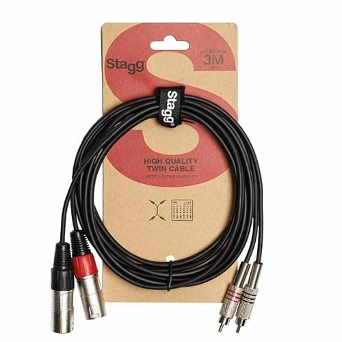 Câble audio Stagg STC3CMXM double RCA mâle vers XLR mâle 3 m