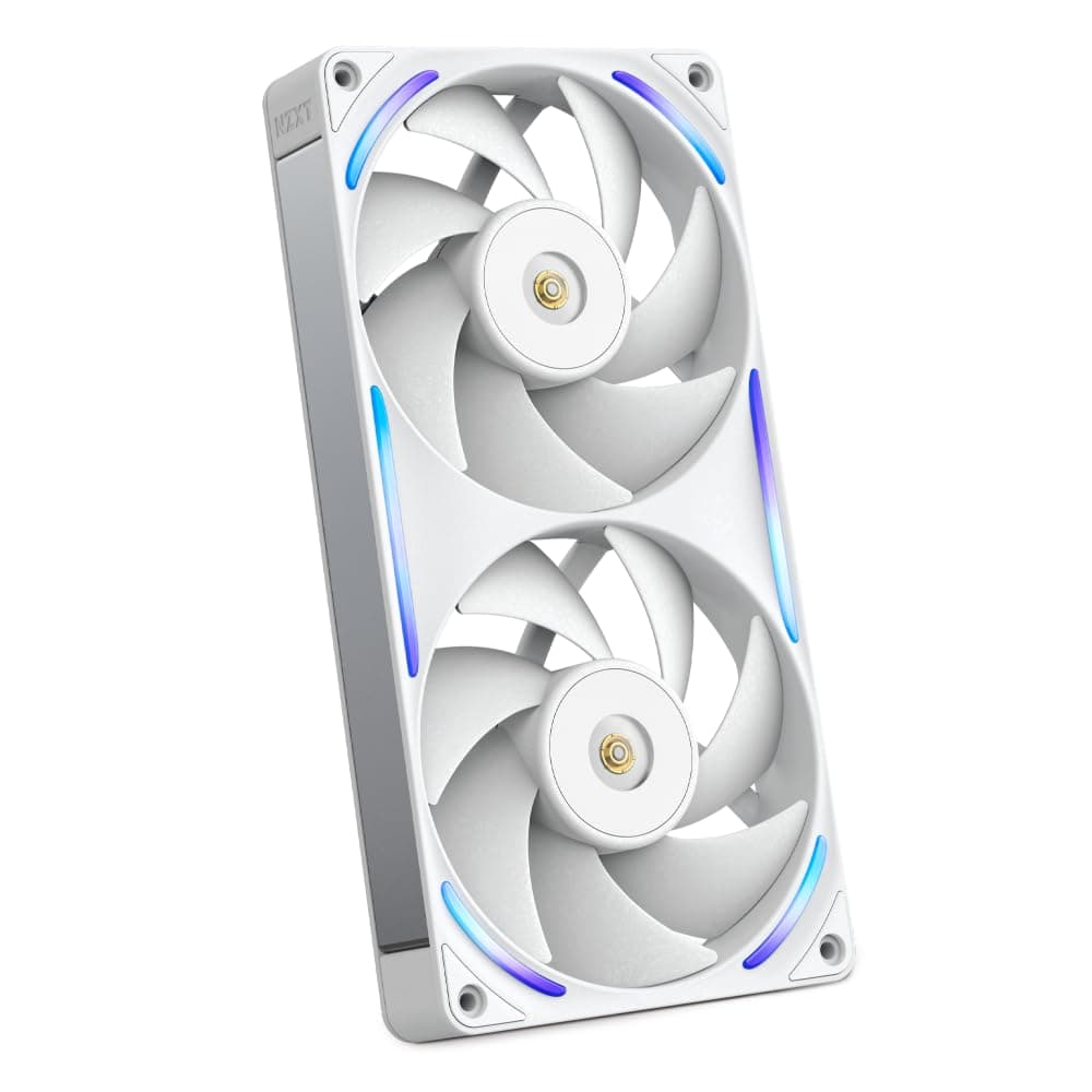 NZXT F240X Ventilateur Performance Cadre Unique - 2x 120mm PWM RGB PC - Flux & pression max - Faible bruit - Cadre & pales LCP - Palier magnétique à fluide dynamique - Blanc