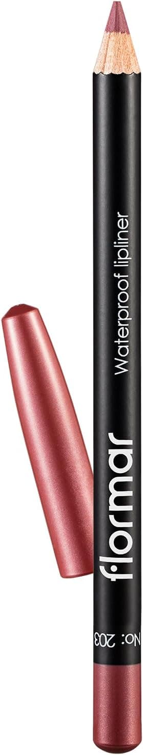 Flormar Waterproof Lipliner - Crayon a Levre Waterproof – Longue Tenue et Résistant aux Bavures – Définition Naturelle pour Tous les Teints – Crayon Contour des Lèvres Nude, 203 Subdued Pink