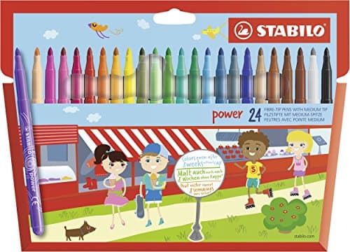 STABILO - Feutre de coloriage Power - Étui carton de 24 feutres pointe moyenne