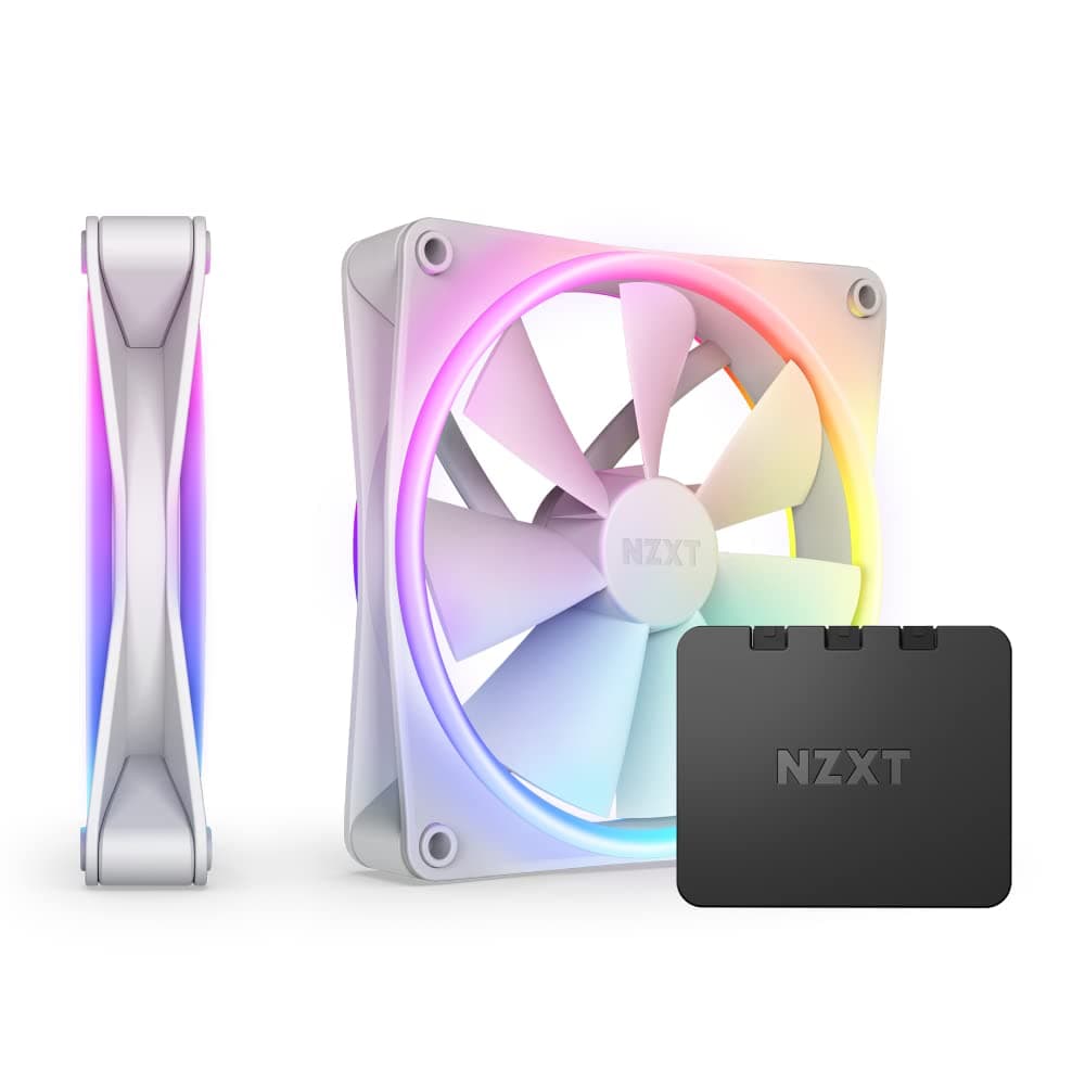 NZXT Lot de 2 Ventilateurs RGB Duo F140-2 Ventilateurs RGB Double Face de 140 mm avec contrôleur RVB - 20 LED adressables Individuellement - Flux d'air équilibré et Pression Statique - Roulement