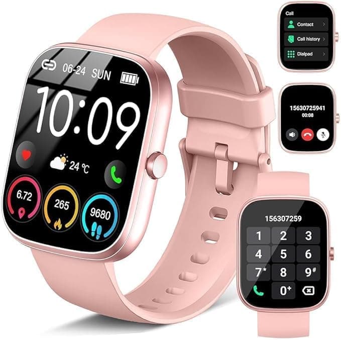 Montre Connectée Femme avec Appel Bluetooth, 1.91" HD Smartwatch avec 110+ Modes Sportifs, Etanche IP68 Montre Sport avec Moniteur Sommeil Fréquence Cardiaque SpO2 Podomètre pour Android iOS, Rose.