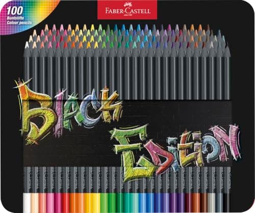 FABER-CASTELL - Coffret de crayons de couleur Black Edition, 100 pièces