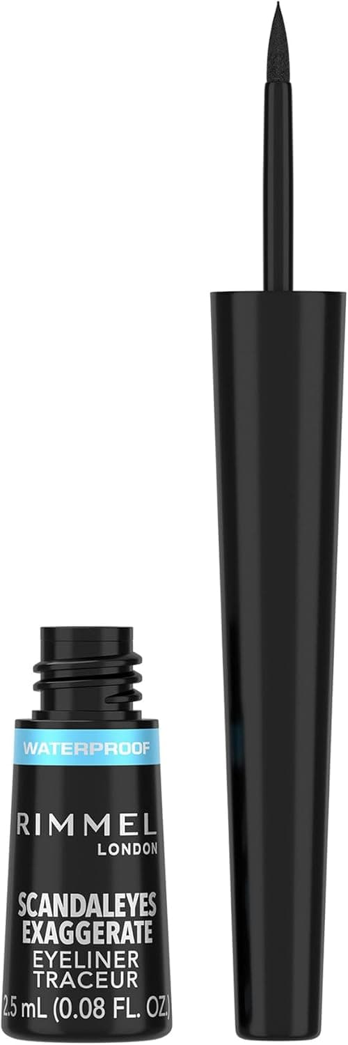 Rimmel - Eyeliner Waterproof Exaggerate Liquid - Eyeliner ultra definizione Liquido a Lunga Durata - Black