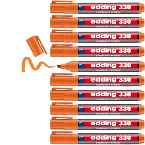 edding 330 Marqueur permanent orange 10 stylos pointe biseautée