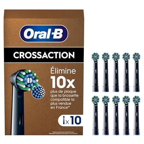 Oral-B Brossettes de Rechange Cross Action, lot de 10, Noires