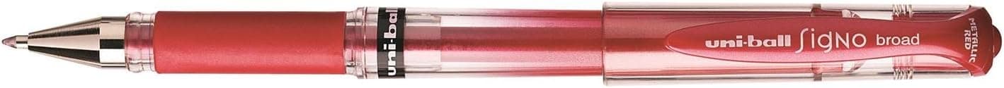 uni-ball 510363 Signo Broad UM-153 Lot de 12 Stylo à Bille à Encre Gel 0,7 mm Rouge Métallique
