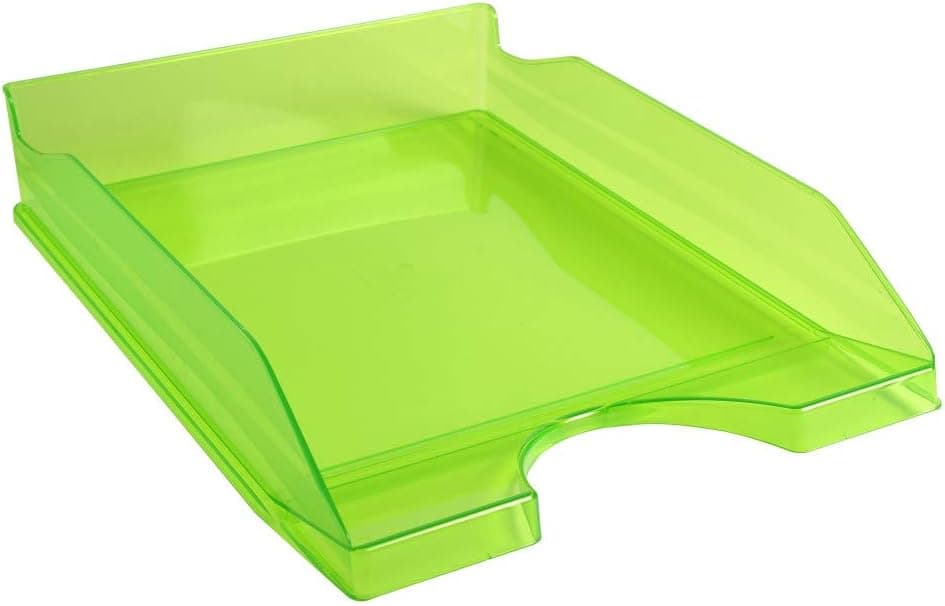 Exacompta - Réf. 12397D - Lot de 10 corbeilles à courrier ECOTRAY - dimensions utiles 34 x 25 x 6,5 cm - pour documents au format A4+ - couleur vert pomme translucide