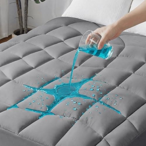 UNIKOME Surmatelas matelassé imperméable 140x200cm Gris
