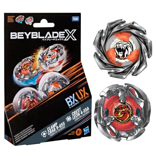 Beyblade X Dual Pack Clamp Crab et Crest Leon, 2 toupies de combat Takara Tomy
