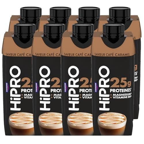 Hipro - Boisson protéinée goût caramel café - 330ml - Lot de 8x330ml
