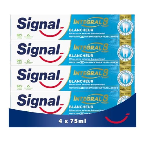 Signal Dentifrice Intégral 8 Blancheur Protection Complète 4x75ml