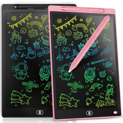 Lot de 2 Tablettes d'écriture LCD 8,5 Pouces Rose et Noir Genialba