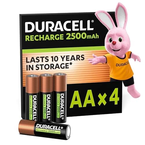 Duracell Lot de 4 Piles Rechargeables AA 1.2V 2500 mAh NiMH