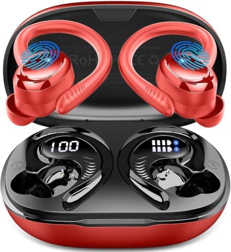 Écouteurs Bluetooth Sans Fil Sport 60H Rouge Bluetooth 5.4 IP7
