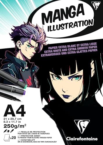 Clairefontaine 976163C bloc Illustration Manga 20 Feuilles blanc A4 250g
