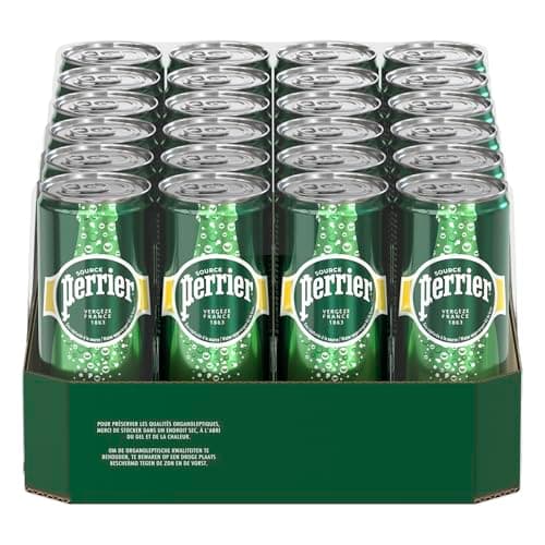 Perrier Eau minérale naturelle gazeuse - Lot de 4 packs de 6 bouteilles de 33 cl