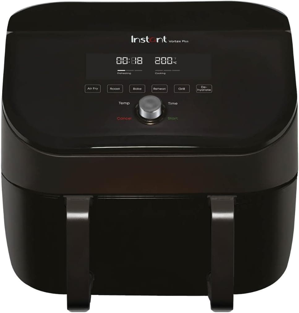 Instant Vortex Plus VersaZone - Friteuse sans Huile 8-en-1 avec Fonctions Friteuse à Air, Pâtisserie, Plats Rôtis, Grill, Déshydrateur, Chauffe-Plat - Capacité Extra Large - 1700W, Noir