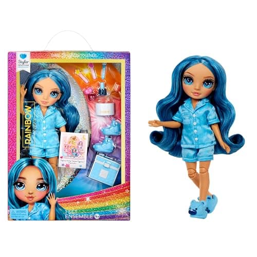 Rainbow High Junior High PJ Party Skyler Poupée 22 cm Bleu Accessoires