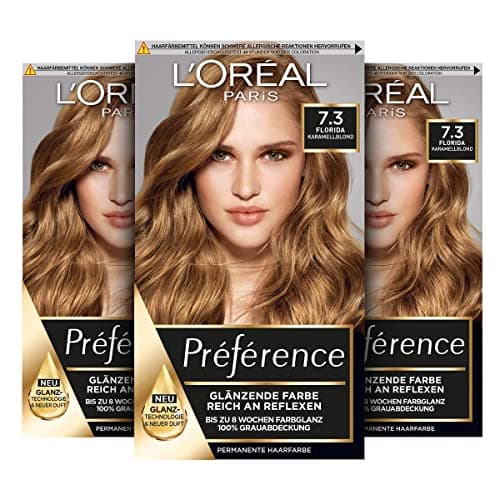 L'Oréal Paris Lot de 3 colorations permanentes Blond caramel 7.3
