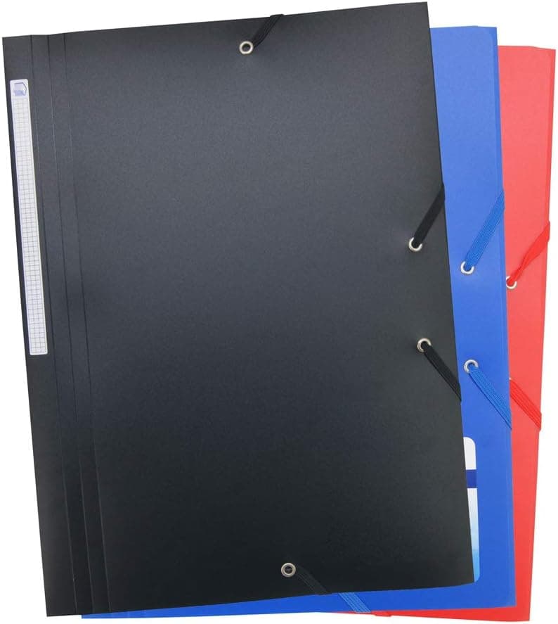Waytex Lot de 3 Chemises à Elastiques 3 Rabats Polypro 4,5/10e Souple et Opaque A4 – Coloris assortis 931456