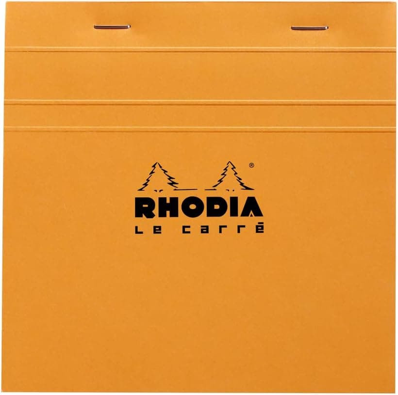 RHODIA 148200C Bloc Agrafé N°148 Orange 14,8 x 14,8 cm Petits Carreaux