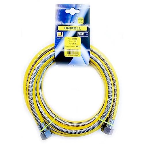 Tuyau de gaz flexible en acier FF 3 m 1/2 pouce norme EN 15266 UNIROLL