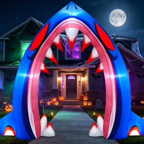 Danxilu 3M Arche Gonflable Requin Halloween Décoration Extérieure LED