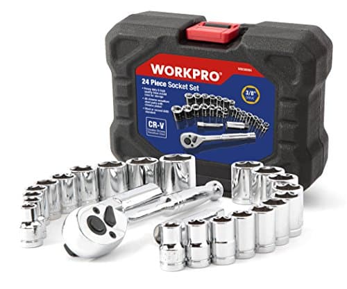 WORKPRO Coffret de Douilles Compact avec Clé à Cliquet 3/8-inch 24-Pièce