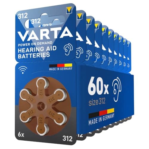 Varta Piles auditives type 312 brun lot de 60 Power on Demand
