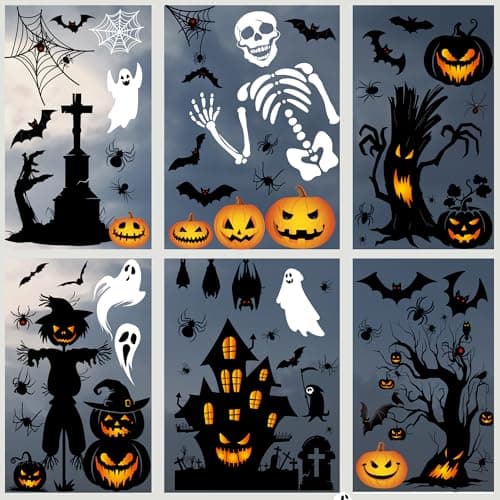 Sticker Halloween Fenêtre SILARLAIT 10 Feuilles Électrostatique Réutilisable