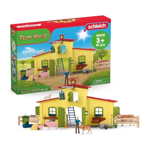 Schleich Farm World Ferme éducative 42605 64 pièces dès 3 ans avec figurines et accessoires