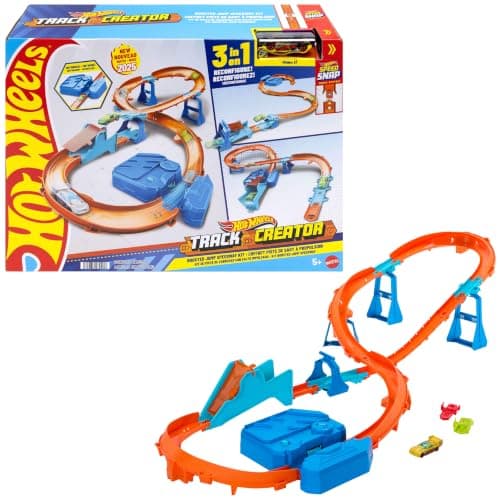Hot Wheels Circuit Speedway Track Creator avec tremplin propulsé et voiture miniature