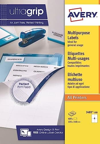 Avery 3483-100 400 étiquettes blanches multi-usages 105 x 148 mm