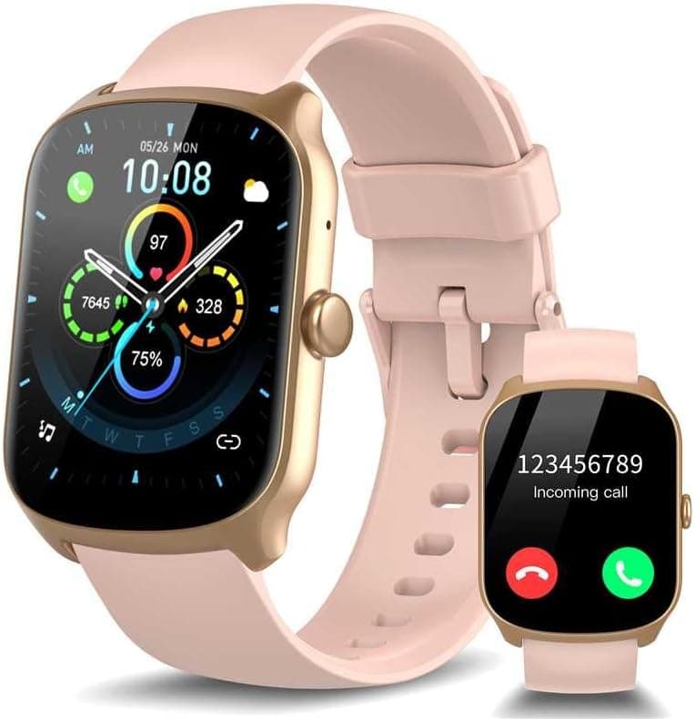 STECEi Montre Connectée Homme Femmes avec Appel Bluetooth, Écran Incurvé HD 1,95'' Smartwatch avec Réception/Émission d’Appels, 112 Modes Sportifs, Podomètre/Sommeil/Cardiomètre, Étanche IP68, Rose