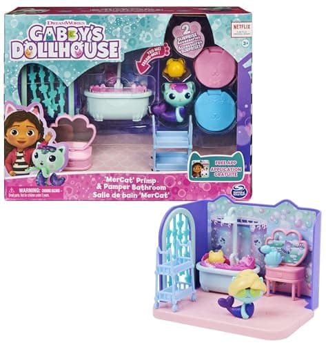 Gabby et la Maison Magique - Gabby Dollhouse - Pièce La Salle De Bain Marine - 1 Figurine + Accessoires - Dessin Animé Jouet Maison De Poupée - Jouet Enfant 3 Ans Et +