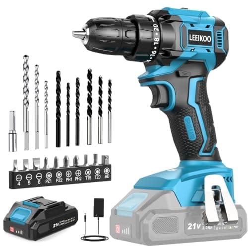 Perceuse Visseuse Sans Fil LEEIKOO 21V Brushless 45N.m 2,0Ah + 20 Accessoires