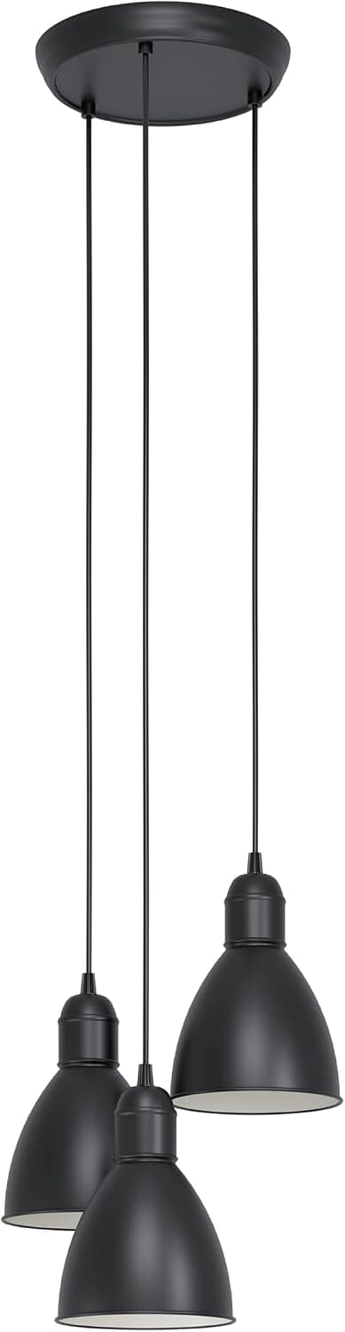 Eglo Suspension luminaire Priddy à 3 lampes, lustre suspendu vintage au