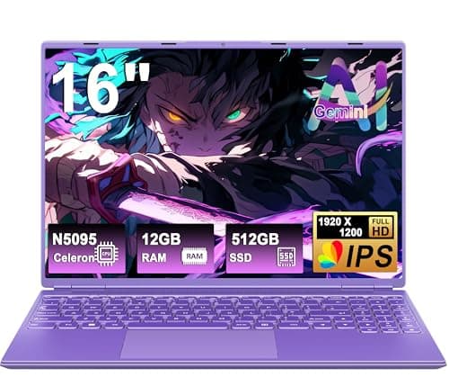 NOTODD Ordinateur Portable 16 12+512Go SSD AZERTY Violet