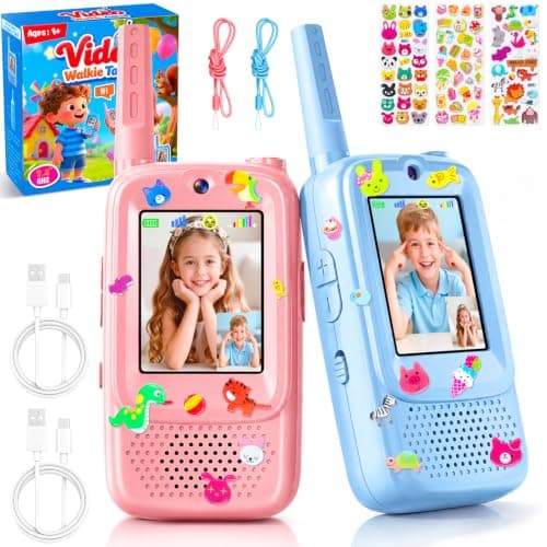Joynite Talkie-Walkie Enfants Rechargeable avec Fonction Vidéo Bleu