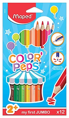 Maped Maxi Crayons de Couleur Color Peps Boîte de 12 Crayons Jumbo +2 ans