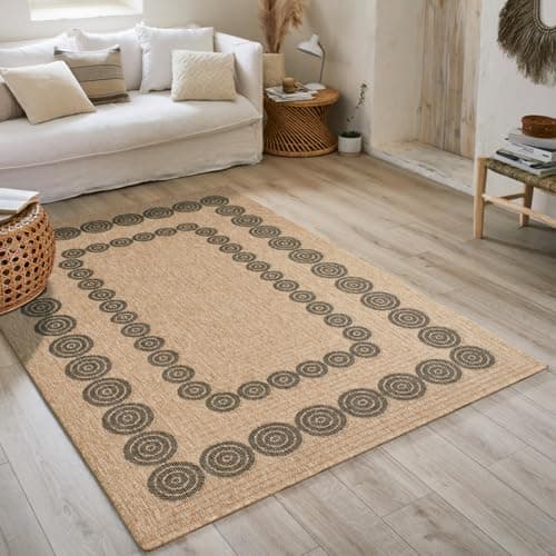 Nazar Tapis Nature Aspect Jute pour Salon et Chambre 120x170 cm Noir