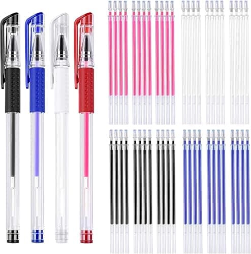 JANYUN Lot de 4 stylos effaçables pour tissu avec 12 recharges