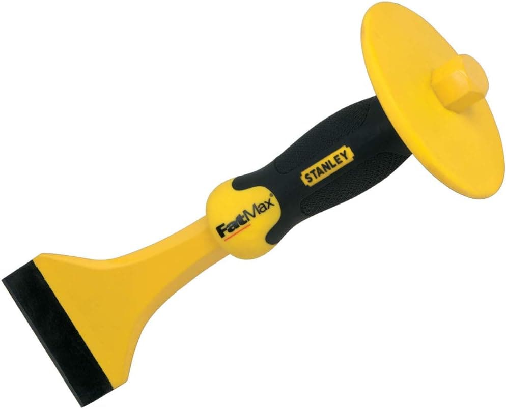 STANLEY 4-18-331 Ciseau De Carreleur Avec Protection 270 X 75 Mm - Gamme FATMAX - - Acier Chrome Vanadium - Tète Parabolique- Poignée Bi Matière Pour Plus De Confort - Protège Main