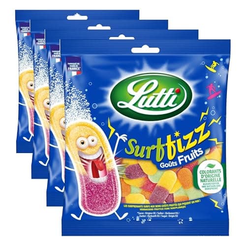 Lot de 4 paquets de bonbons gélifiés Surfizz Fruits 200g