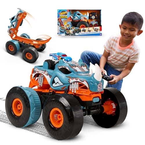 Hot Wheels Monster Trucks Rhinomite Transformable Radiocommandé Échelle 1:12